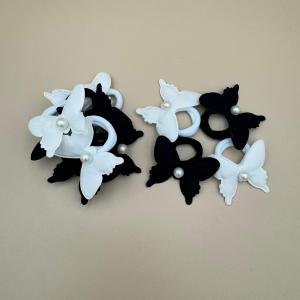 Dual-Tone Butterfly Pearl Hair Ties