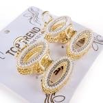 Oval Pearl & Rhinestone Hair Claw Clip Set