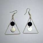 GeoChic Triangle Drop Earrings – Black & Gold Accents