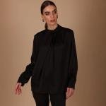 بلوزة سيدات حريرية برقبة رباط أنيقة ناعمة