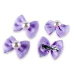 Girl's Elegant Ribben Bow Hair Clip with Pearl Center