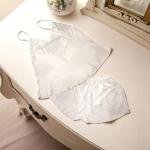 VIP Satin Lace Sleepwear Set – White Cami Top and Shorts Nightwear