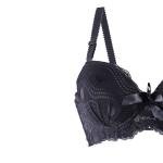 Lace Lingerie Set with Patterned Mesh, Underwired Bra, Satin Bow