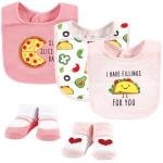 Baby Cotton Bib and Sock Set, Girl Pizza Taco