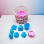 Magic Sand Castle Set – Kinetic Sand Kit with colorfull Molds in Lidded Bucket Container