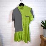 Women's Colorblock Shirt Dress with Drawstring Waist – Casual Partywear