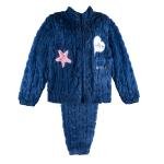 Women Embroidered Star Heart Patch Furry Pajama Set