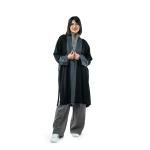 Contrast Panel Open Abaya with Wide Lapel & Cuffed Sleeves