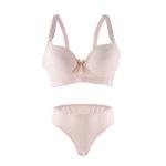 Striped Padded Bra and Panty Set with Underwire, Bow, Elegance.