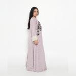 Lilac Glow Textured Kaftan with Metallic Embroidery & Satin Cuff Finish