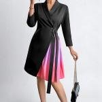 Women's Wrap Dress with Colorful Pleated Skirt