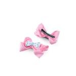 Girl's Grosgrain Bow Hair Clip with Hear Patterned Accents