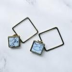 Marbled Square Drop Earrings