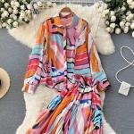 بلوزة بأزرار وتنورة ماكسي مطوية طقم متكامل