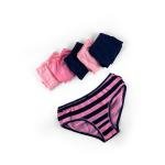 Girls’ Cotton Bikini Panties – 6-Pack with Bow Accent & Striped Design
