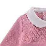 Baby Diamond Knit Footed Romper with Peter Pan Collar