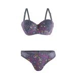 طقم حمالة صدر ولباس داخلي مكون من قطعتين مع سلك