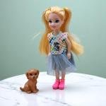 Lovely Doll with Pet Cat – Blue Striped Dress and Boots