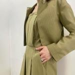 Women's Striped Jumpsuit  Wide-Leg Fit with Strap Top and Layered Blazer Detail