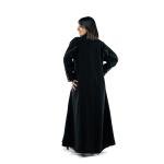 Elegant Blazer-Inspired Abaya with double-breasted silver buttons and a structured lapel