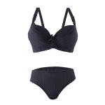 Striped Padded Bra and Panty Set with Underwire, Bow, Elegance.