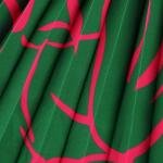 Belted Wrap Pleated Dress with Abstract Leaf Print and Notch Collar