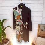 Women's Mixed Print & Solid Belted Shirt Dress