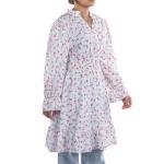 فستان نسائي مكشكش بخصر مكشكش – أكمام طويلة ورقبة على شكل حرف V