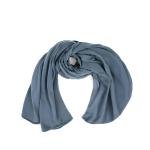 Chiffon and Cotton Scarf with Fine Stitch Edges - Light Grey