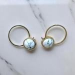 Marble Orbit Drop Earrings – Gold Ring Frame