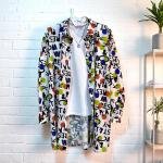 Graphic Letter Print Oversized Shirt ( Only Upper Shirt)