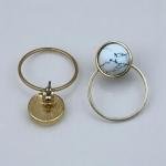 Marble Orbit Drop Earrings – Gold Ring Frame