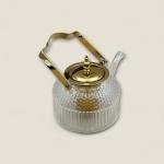 Glass Teapot with Gold Lid & Handle Heat Resistant 1000ml