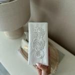 Embroidered Fabric Envelope – Ivory Camellia Trio Design
