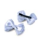Girl's Elegant Satin Bow Hair Clip with Silver Trim