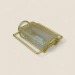3-Piece Rectangular Glass Serving Dish Set with Gold Metal Stand