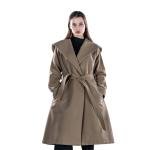 Women's Drop Shoulder Belted Hooded Overcoat 