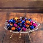 Luxury Floral Acrylic Serving Tray – Gold Accents Metal Legs Large