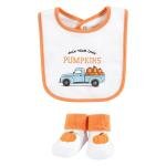 Baby Unisex Baby Cotton Bib and Sock Set, Pumpkin Truck