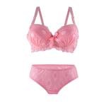 Lace Lingerie Set with Patterned Mesh, Underwired Bra, Satin Bow