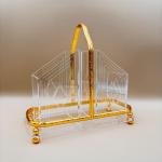 حامل ملاعق أكريليك بمقبض ذهبي