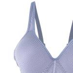 Grey Striped Padded Sports Bra with Racerback and Elastic Band