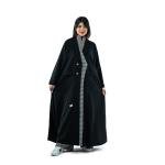 Elegant Blazer-Inspired Abaya with double-breasted silver buttons and a structured lapel