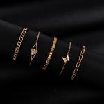 Artificial Butterfly & Classic Chain Bracelet Set 5pcs
