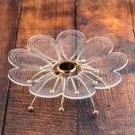 Luxury Floral Acrylic Serving Tray – Gold Accents Metal Legs Large