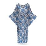 Royal Azure Pleated Kaftan Dress