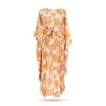 Tropical Fern Pleated Kaftan Dress – Belted Maxi Style