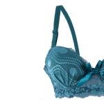 Lace Lingerie Set with Patterned Mesh, Underwired Bra, Satin Bow