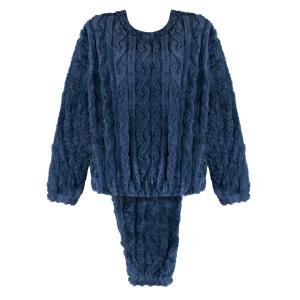 طقم بيجامة شتوية فروي بنقشة متعرجة