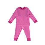 Girls’ Thermal Pajama Set – Full Sleeve Top and Bottom in Two-Tone Pink